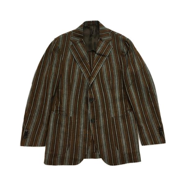 TITO ALLEGRETTO ブラウン シルクリネン ストライプ 48 ティト アレグレット テーラードジャケット ストライプ ブラウン