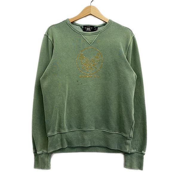 ダブルアールエル スウェット 両Vガゼット グリーン 針抜きリブ メンズ