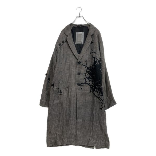 ヨウジヤマモトプールオム ロングジャケット YY柄切り替え釦止めJK HS