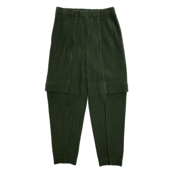 オム プリッセ イッセイミヤケ プリーツパンツ グリーン HP41JF171