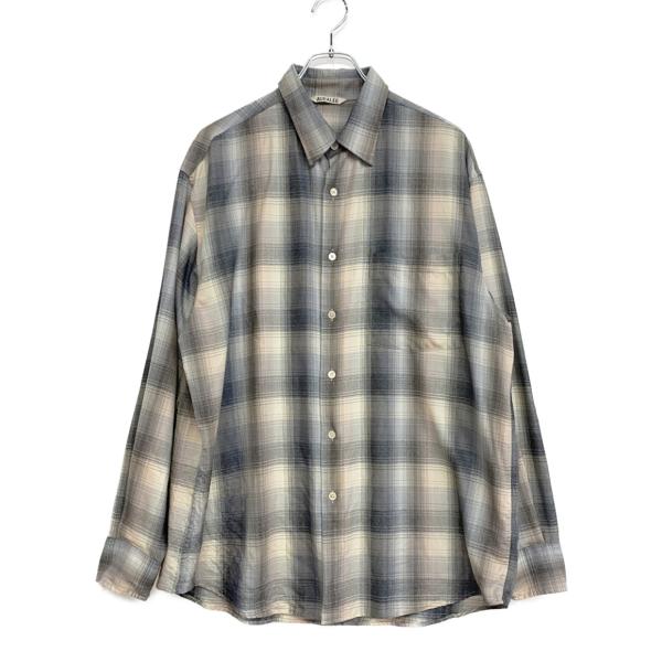 オーラリー 長袖シャツ 24SS グレー×ピンク チェック メンズ SIZE 4