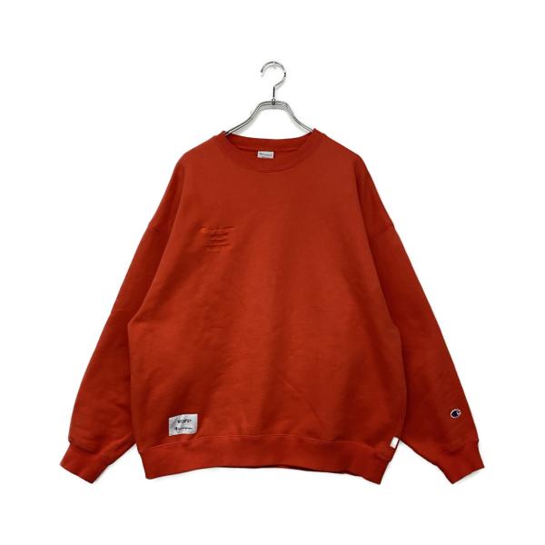 WTAPS ダブルタップス C8-Z018 Champion チャンピオン クルーネック スウェット シャツ オレンジ レッド系 XL【中古】 hugall_801270847