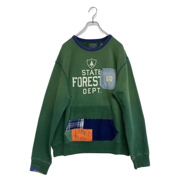 美品 ポロ・ラルフローレン スウェット COUNTRY PATCHWORK FLEECE SWEAT GRN メンズ SIZE L POLO RALPH LAUREN 中古