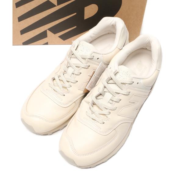 美品 ニューバランス スニーカー OFF WHITE LEATHER OU576OW メンズ