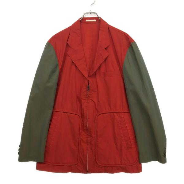 PDM コムデギャルソン ジャケット 変形 リネン100 レッド Mサイズ コムデギャルソンオム 97AW ジップジャケット 袖切替 レッド HJ-02015