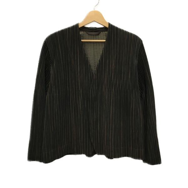 3月20日まで　オムプリッセ イッセイミヤケ ノーカラージャケット　1 美品 オム プリッセ イッセイミヤケ 19aw プリーツノーカラー