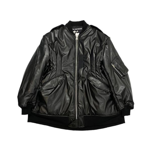 JUNYA WATANABE 人工レザー　ボンバージャケット　クリーム色 JUNYA WATANABE 人工レザーボンバージャケットクリーム色