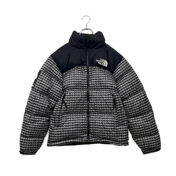 【中古】ザノースフェイス × シュプリーム ダウンジャケット ヌプシ 長袖 総柄 ND421001 黒 ブラック M メンズ hugall_8701114429