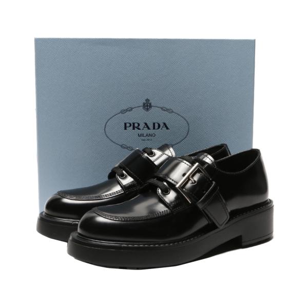 PRADA レザーシューズ PRADA（プラダ） 美品 ローファー 1E590N ベルトデザインレザー