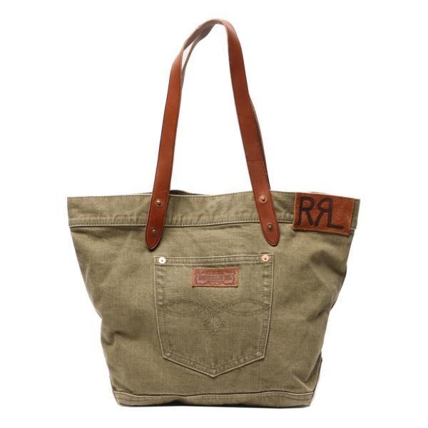ダブルアールエル トートバッグ レザートリムツイルトート メンズ RRL