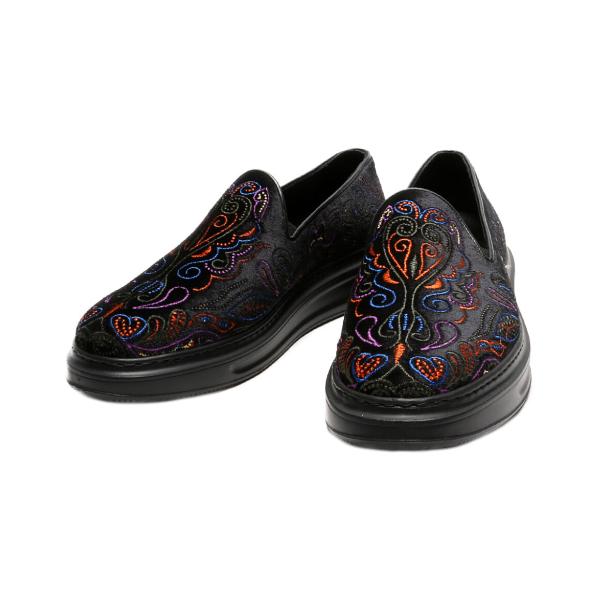 ANGELO RUFFO 黒い刺繍ローファー 39 ANGELO RUFFO form ISTANBUL - Silver and Gold