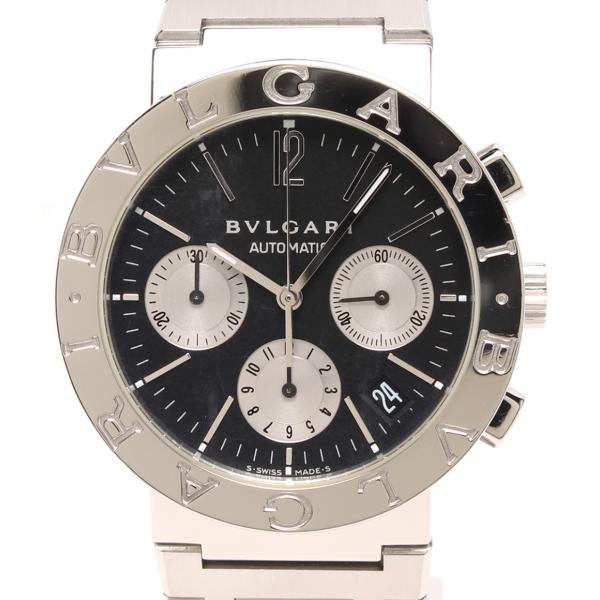 ブルガリ 腕時計 クロノグラフ ブルガリブルガリ BB38 SS CH 自動巻き ブラック Bvlgari メンズ 中古