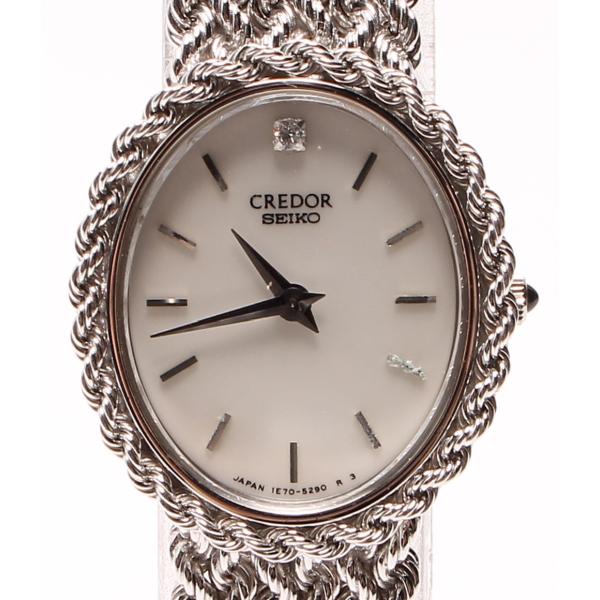 セイコー SEIKO クレドール 1Pダイヤ 金無垢 K18KG レディース