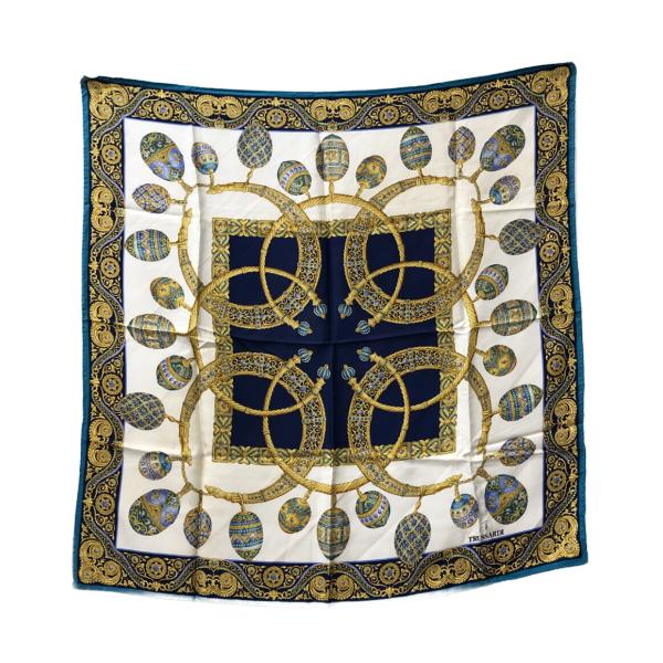 トラサルディ スカーフ シルク100％ ジュエルポッド柄 レディース SIZE