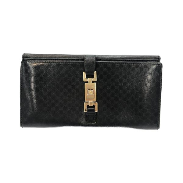 GUCCI グッチシマ ジャッキー ブラックレザー 二つ折り財布 hugall_abo0060221