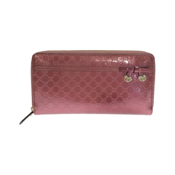 未使用に近い✨グッチ　長財布　ラウンドファスナー　レザー　リボン グッチ GUCCI 473928 A7M0N 長財布 メンズ レディース 財布