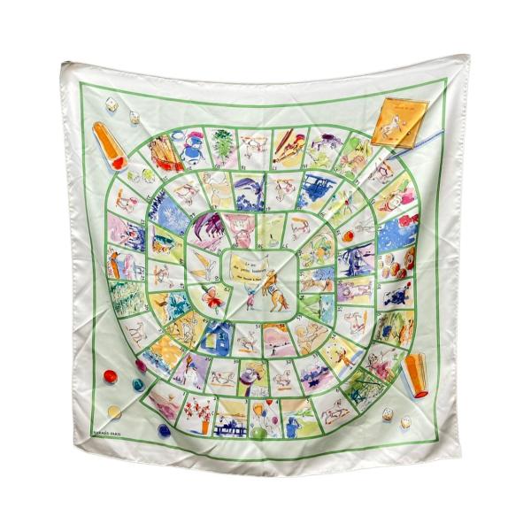 エルメス スカーフ シルク100% カレ90 Le jeu des petits bonheurs