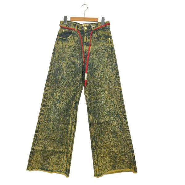 marni 24ss マーブルダイコットンデニム MARNI マルニ 24SS マーブルダイ加工デニムパンツ 32 グリーン系