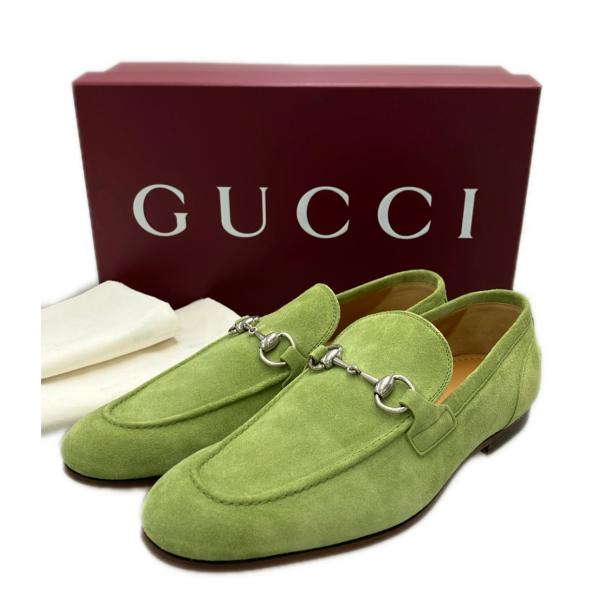 美品 グッチ スウェードビットローファー 406994 メンズ SIZE 8 GUCCI