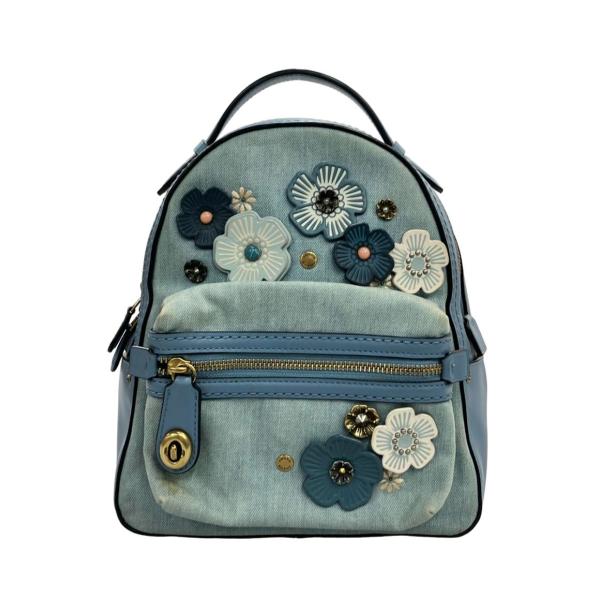 COACH ナイロン リュックサック 花柄 ウルフ ワッペン ブラック　美品 極美品 COACH ナイロン リュックサック 花柄 ウルフ ワッペン