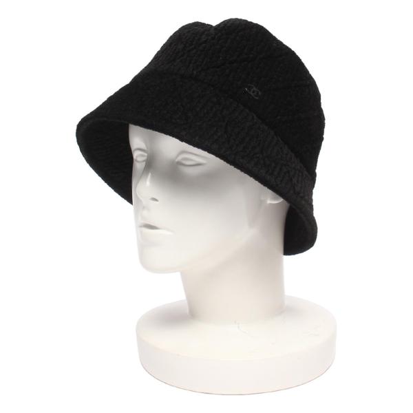 CHANEL バケットハット Mサイズ モノクロ バケハ シャネル バケットハット ベロア レディース SIZE M CHANEL 中古