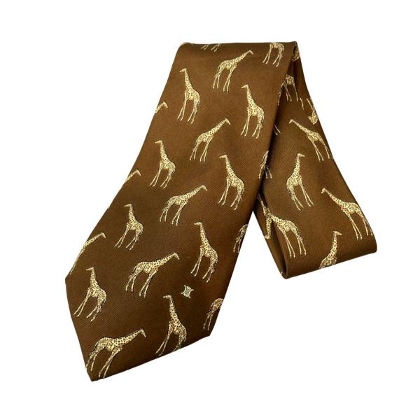美品 セリーヌ ネクタイ シルク100% キリン柄 メンズ CELINE 中古