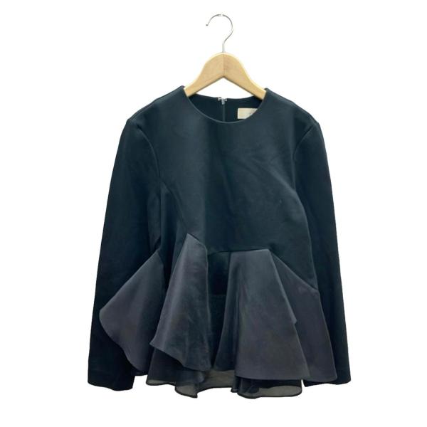 【美品】Heve へイヴ　バックギャザー切り替えカットソー 美品 ヘイヴ ナイロン切り替え長袖ブラウス レディース SIZE F heve