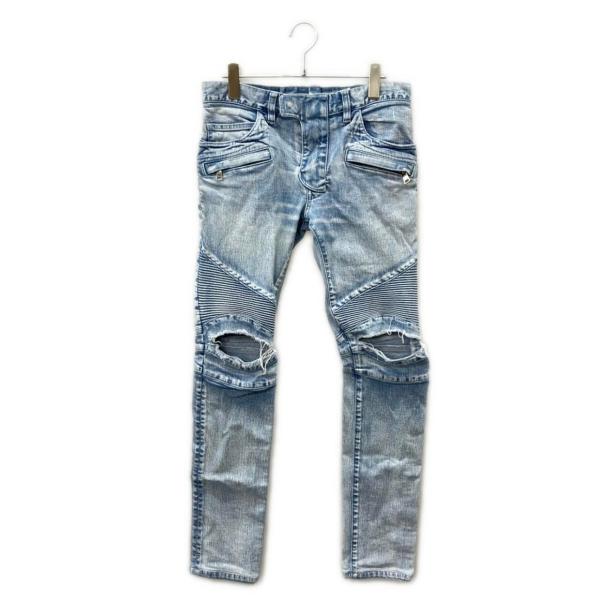 バルマン 蛇腹バイカーデニムパンツ ダメージ加工 メンズ SIZE 28 (S