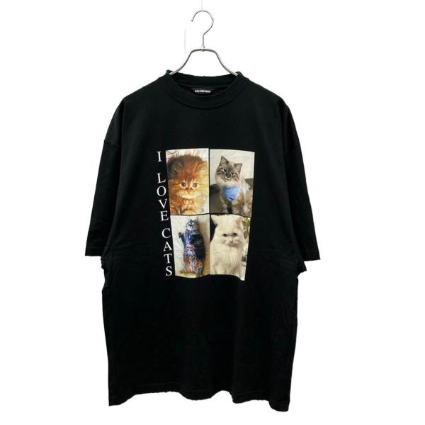 バレンシアガ 半袖Tシャツ I LOVE CAT ダメージ加工 オーバーサイズ 猫