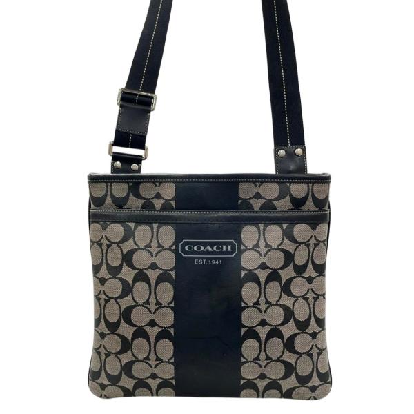 【美品】COACH シグネチャー ショルダーバッグ ブラック コーチ ショルダーバッグ シグネチャー F70591 レディース COACH 中古