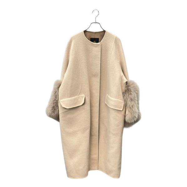 ドゥロワー ウールケヌキファーカフスノーカラーコート レディース