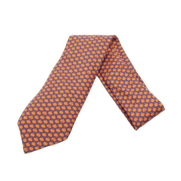 HERMES エルメス ネクタイ シルク100％ パンプキン柄 エルメス ネクタイ シルク100％ パンプキン柄 メンズ HERMES
