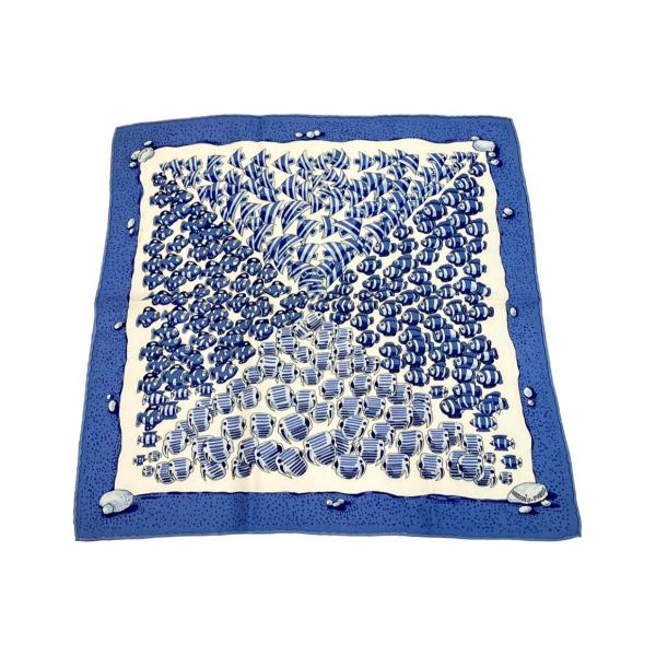 【新品・未使用品】HERMER カレ100 シルク モンスリ 新作！ エルメス スカーフ シルク100% カレ45 プチカレ 魚柄 レディース