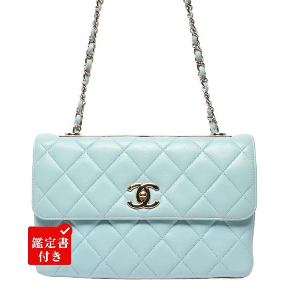 シャネル チェーンショルダーバッグ 肩掛け マトラッセ ゴールド金具 ラムスキン ライトブルー トレンディCC A92235 レディース CHANEL シャネル チェーンショルダーバッグ 肩掛け マトラッセ ゴールド金具