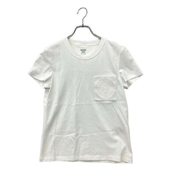 美品 エルメス 半袖 刺繍入りポケットTシャツ レディース SIZE 34 (S