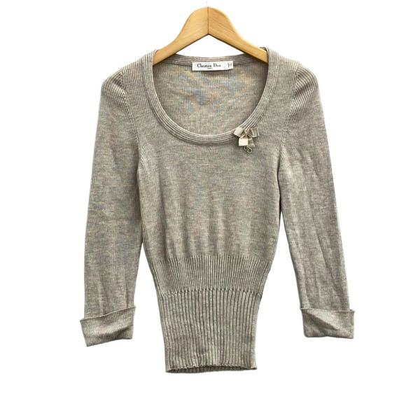 Christian Dior ベージュ リボン付きニット M クリスチャンディオール チャームリボンニット レディース SIZE 40 (M