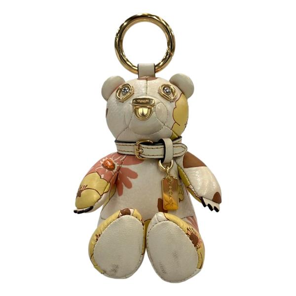 【美品/レア】COACH チャーム付きキーホルダー コーチ キーホルダー キーリング バッグチャーム フローラルクラスター