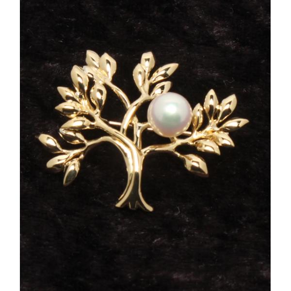 ブローチ ペンダントトップ K18 パール 6.9mm フラワーモチーフ