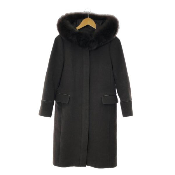 ジャスグリッティー ファーフード付きノーカラーコート レディース