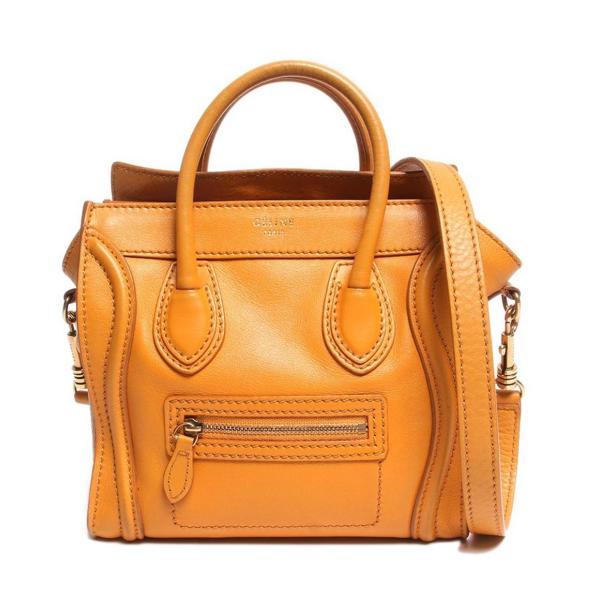 セリーヌ 2wayレザーハンドバッグ ゴールド金具 ダークイエロー  