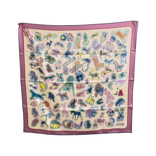 美品 エルメス スカーフ シルク100% カレ ダブルフェイス90
