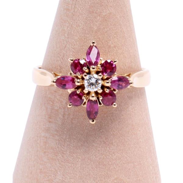 美品 リング 指輪 K18 ルビー 0.87ct ダイヤ 0.075ct レディース SIZE  