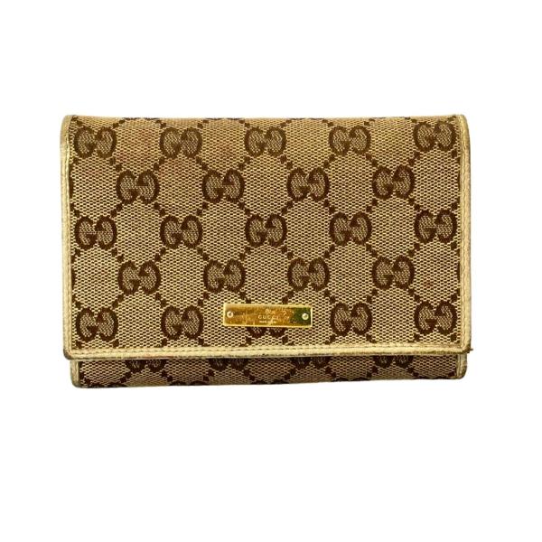 美品‼ GUCCI グッチ 財布　二つ折り　折り財布　GGキャンバス レディース グッチ 二つ折り財布 GGキャンバス レディース GUCCI 中古 : Rehello