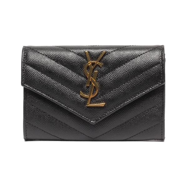 美品 SAINT LAURENT エンベロープ レザー 財布 1206P▲ 美品 サンローランパリ モノグラムスモールエンベロープウォレット