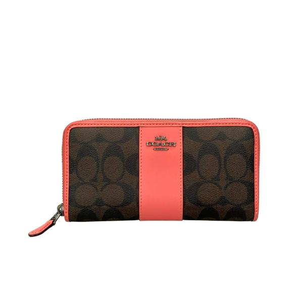 コーチ ラウンドファスナー長財布 シグネチャー レディース COACH 中古