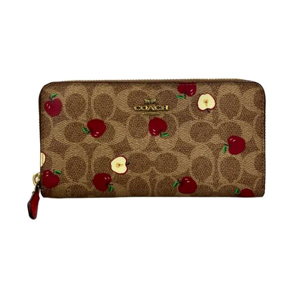 美品 コーチ ラウンドファスナー長財布 アップル 86093 レディース