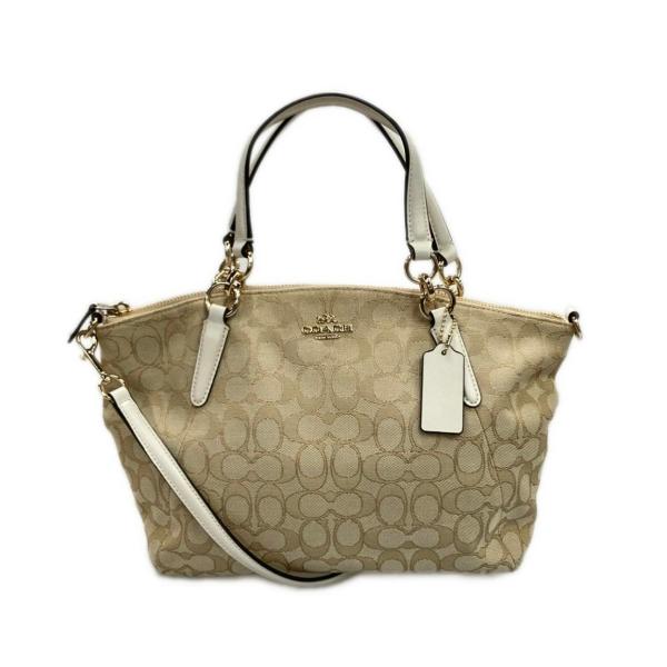極美品⭐︎コーチ 2way ショルダーバッグ シグネチャー F58283 ベージュ コーチ ハンドバッグ ショルダーバッグ 2WAY 斜め掛け シグネチャー