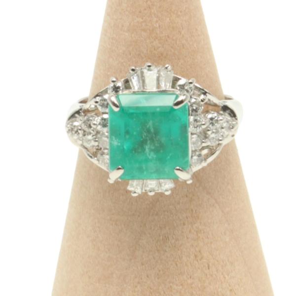 美品 リング 指輪 Pt900 エメラルド 2.79ct ダイヤ 0.51ct レディース