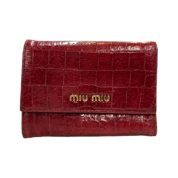 ミュウ 三つ折り財布 クロコ型押し レディース Miu 中古