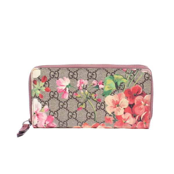 グッチ ラウンドファスナー長財布 GGブルームス 404071-0416  